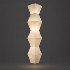 Akari L7 Paper Ceiling Lamp — unlit diamond-folded paper shade, full view on a dark gray studio background — Captains Bamboo