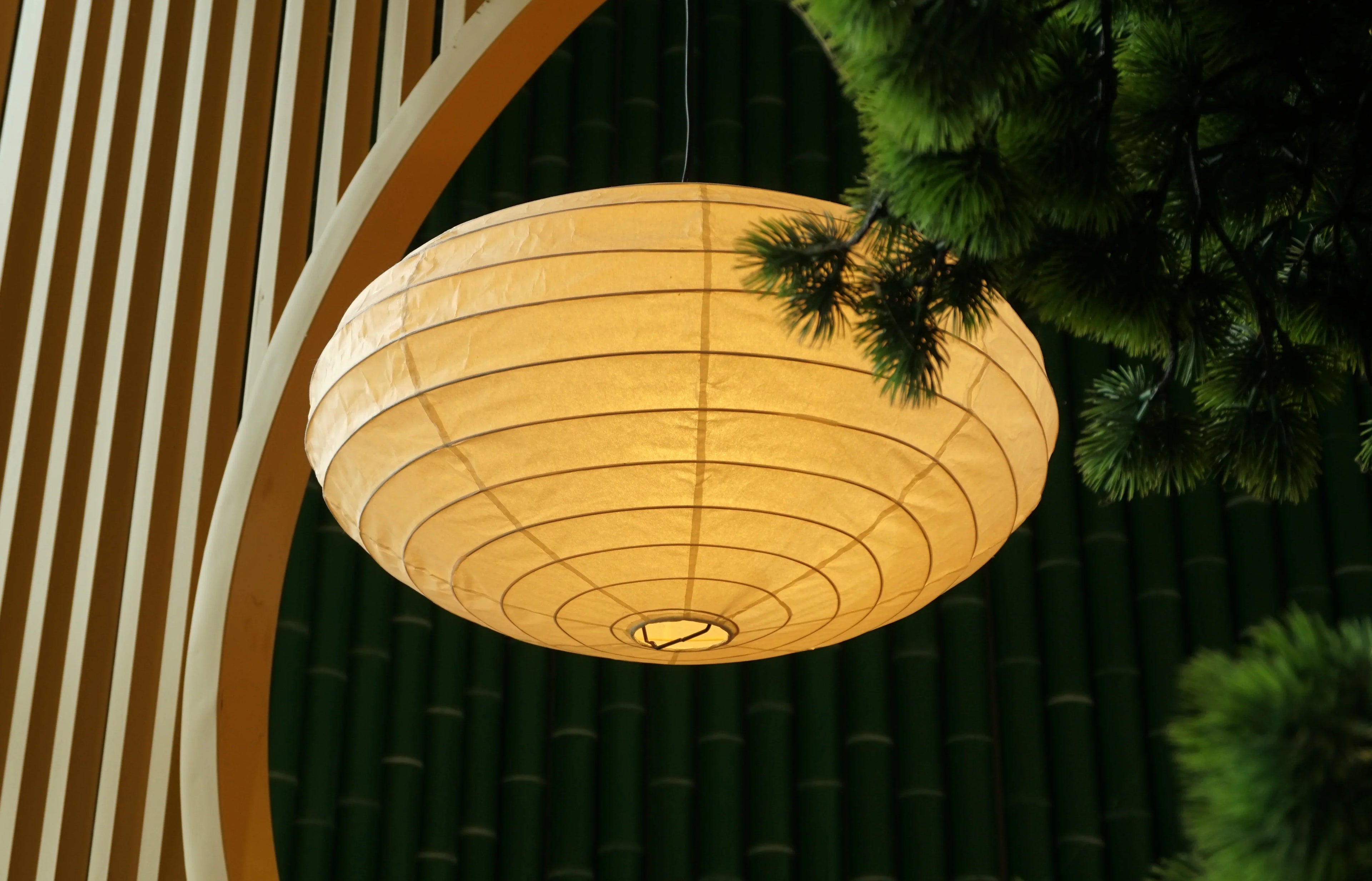 Wabi-Sabi Orb Light Akari Washi Paper Ceiling Lamp 50EN 70EN 95EN - Captainsbamboo