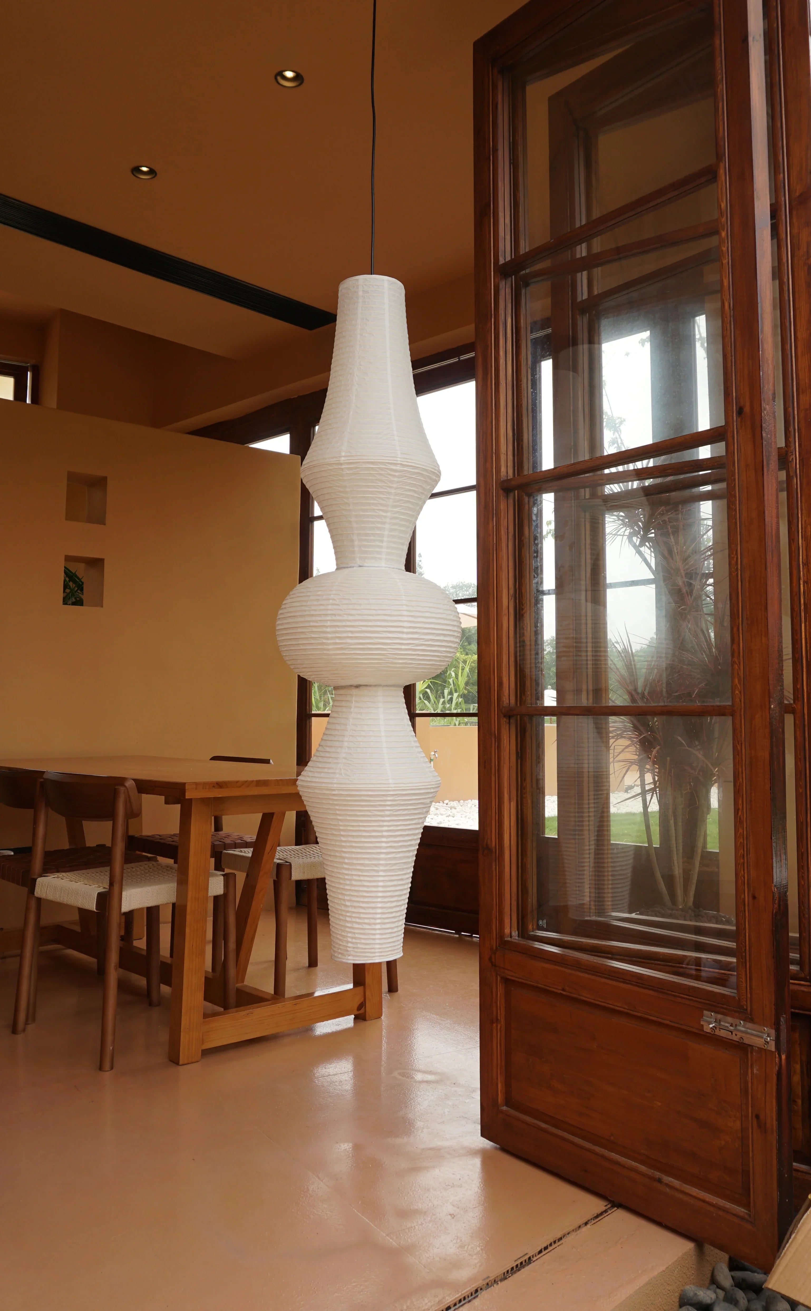 Sculptural Trio Ceiling Light Noguchi Style Akari Paper Ceiling Lamp L