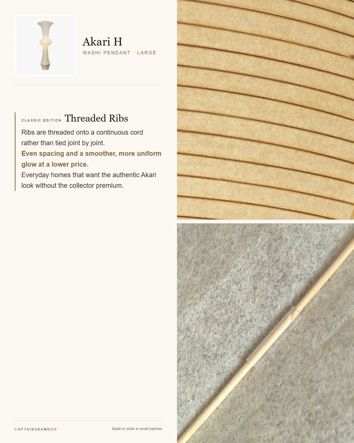 Akari H Washi Pendant — Large (H 57") / Classic Edition