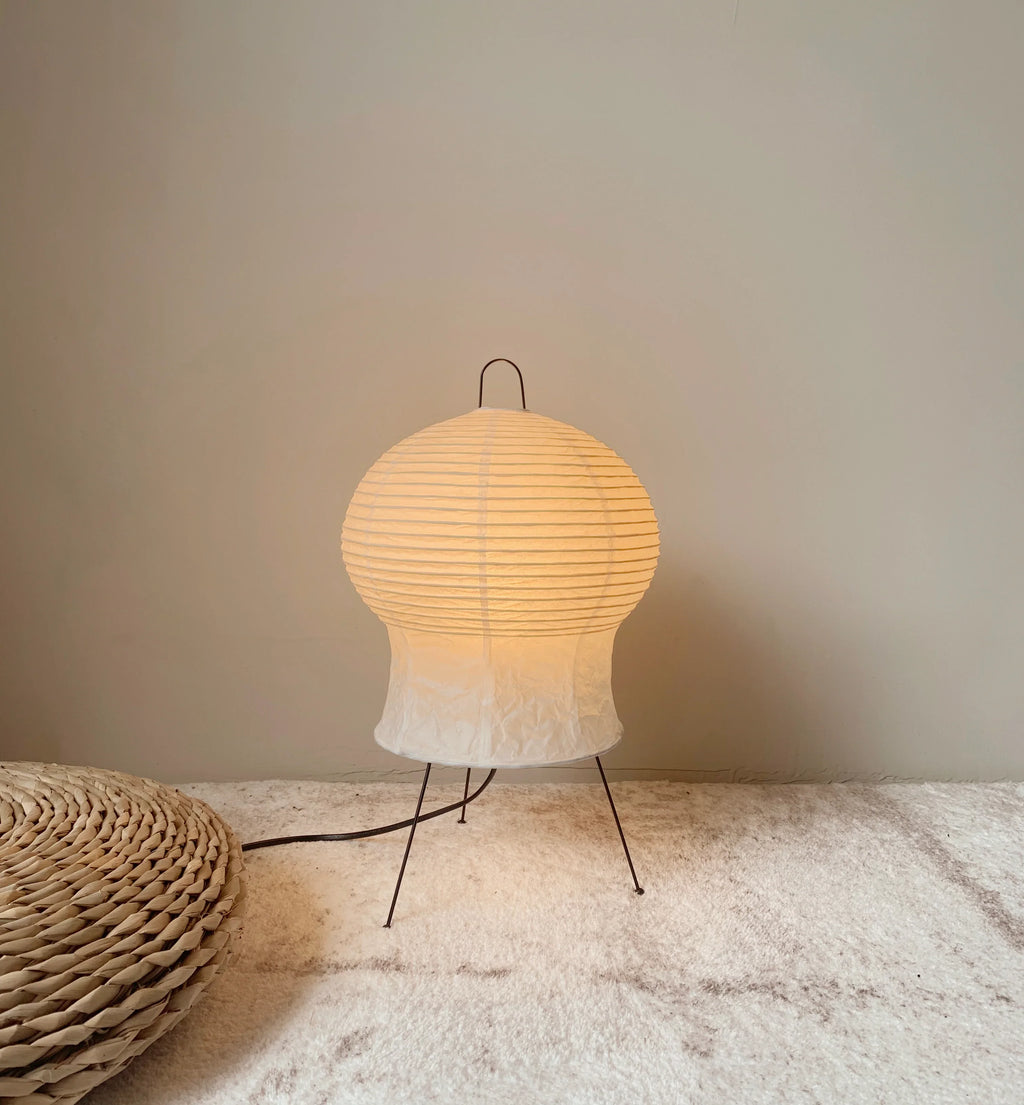 Bamboo Frame Handmade Washi Paper Lamp - Warm Glow Sculptural Light akari 2N - Captainsbamboo