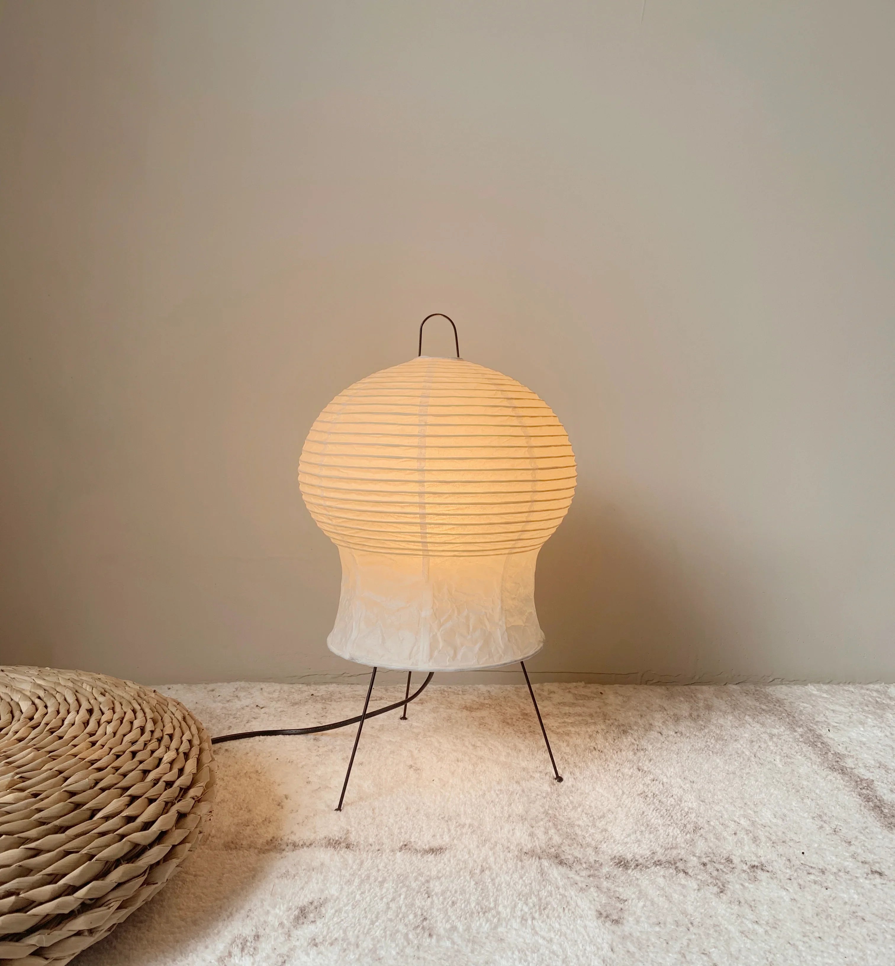 Bamboo Frame Handmade Washi Paper Lamp - Warm Glow Sculptural Light akari 2N - Captainsbamboo