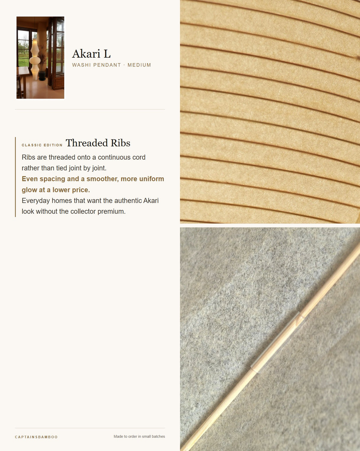 Akari L Washi Pendant — Medium (H 41") / Classic Edition