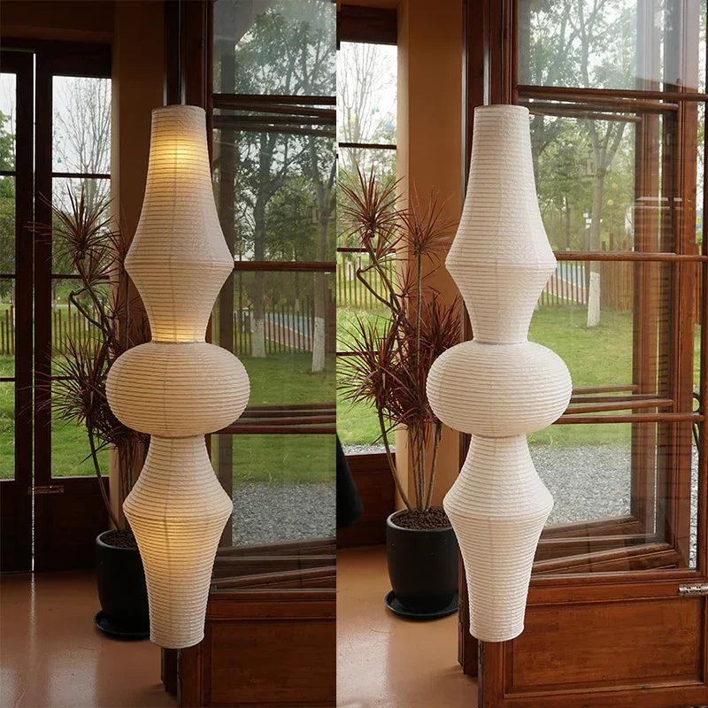 Sculptural Trio Ceiling Light Noguchi Style Akari Paper Ceiling Lamp L - Captainsbamboo