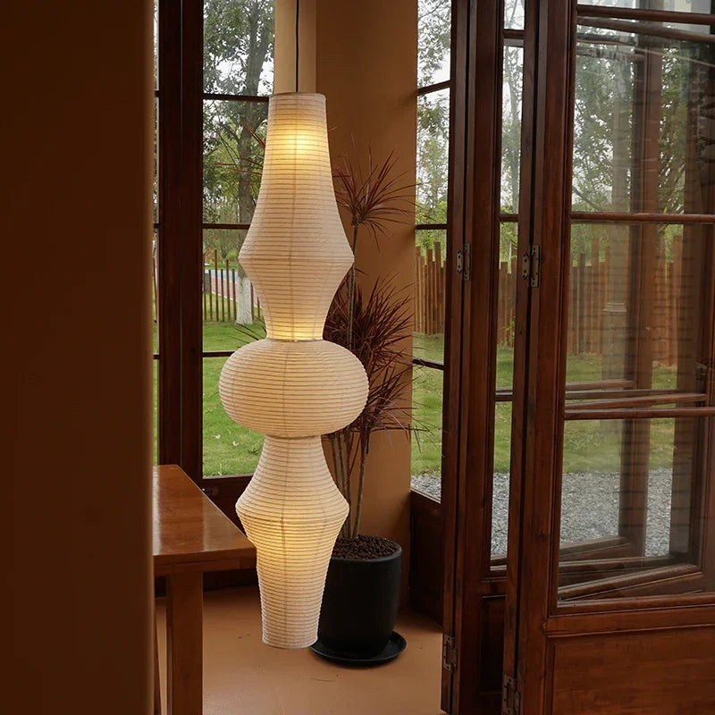 Sculptural Trio Ceiling Light Noguchi Style Akari Paper Ceiling Lamp L - Captainsbamboo