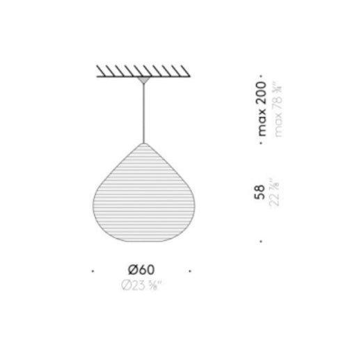 Drop Paper Lamp Tokyo K5 Hotel bulbous lantern Onion-Shaped Washi Pendant