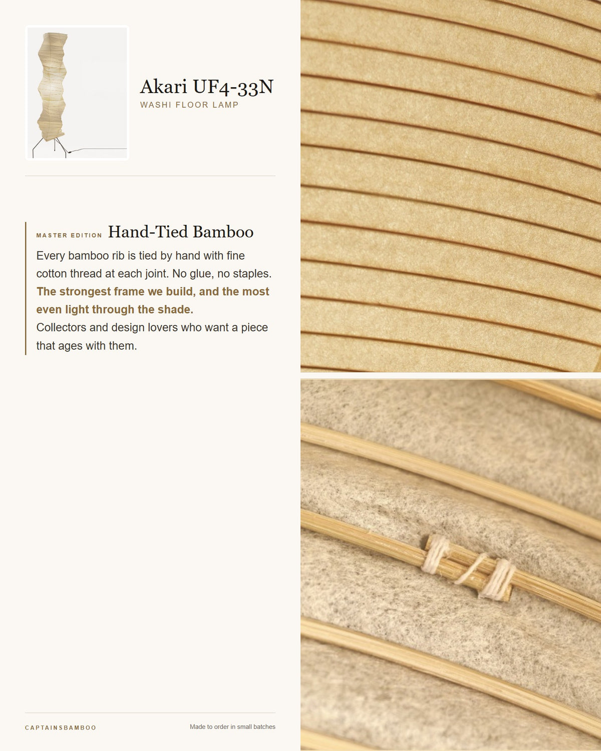 Akari UF4-33N Washi Floor Lamp — Wires + Bulbs + Instructions / Master Ed