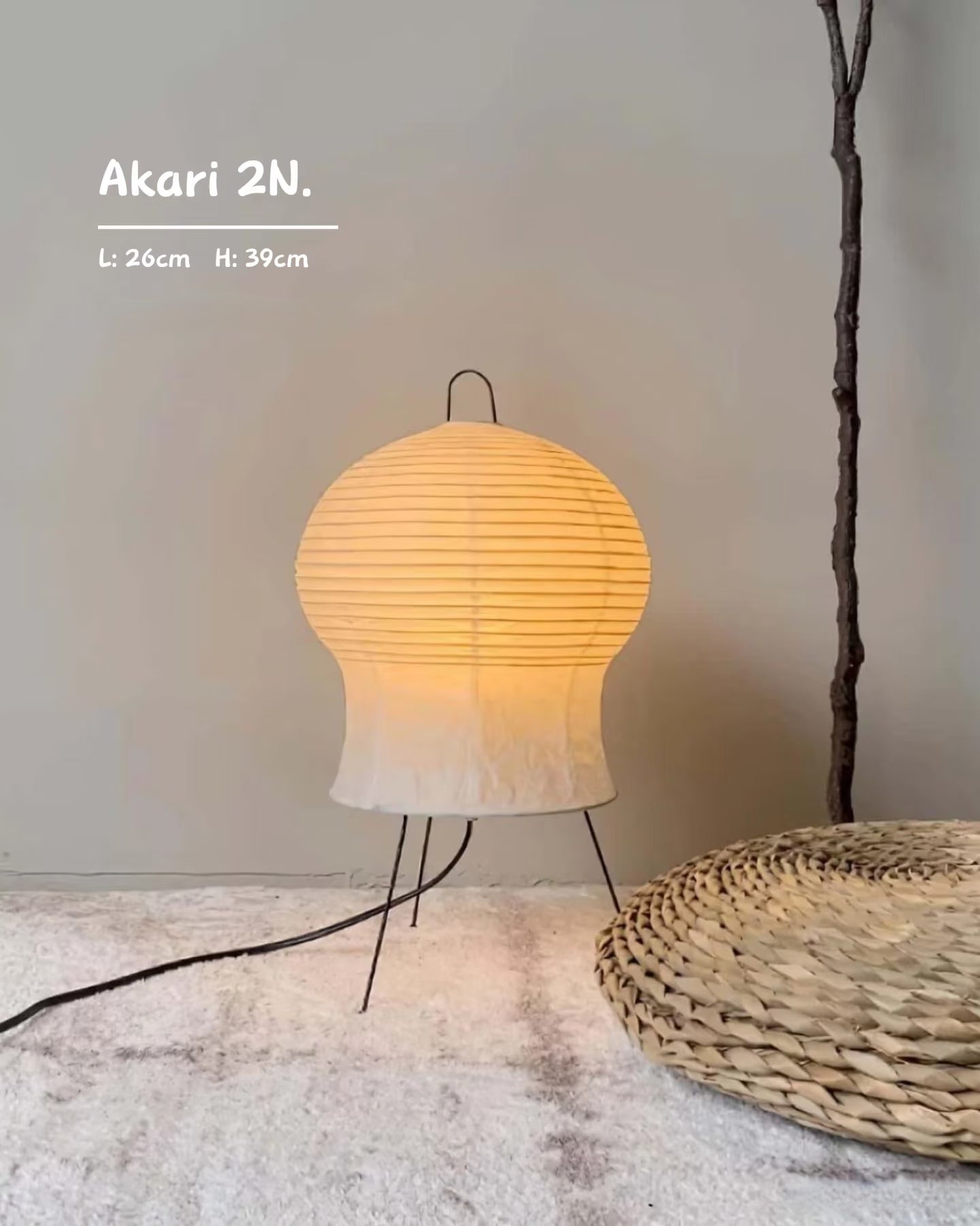 Handmade Washi Paper NOGUCHI Table Lamp Akari 2N