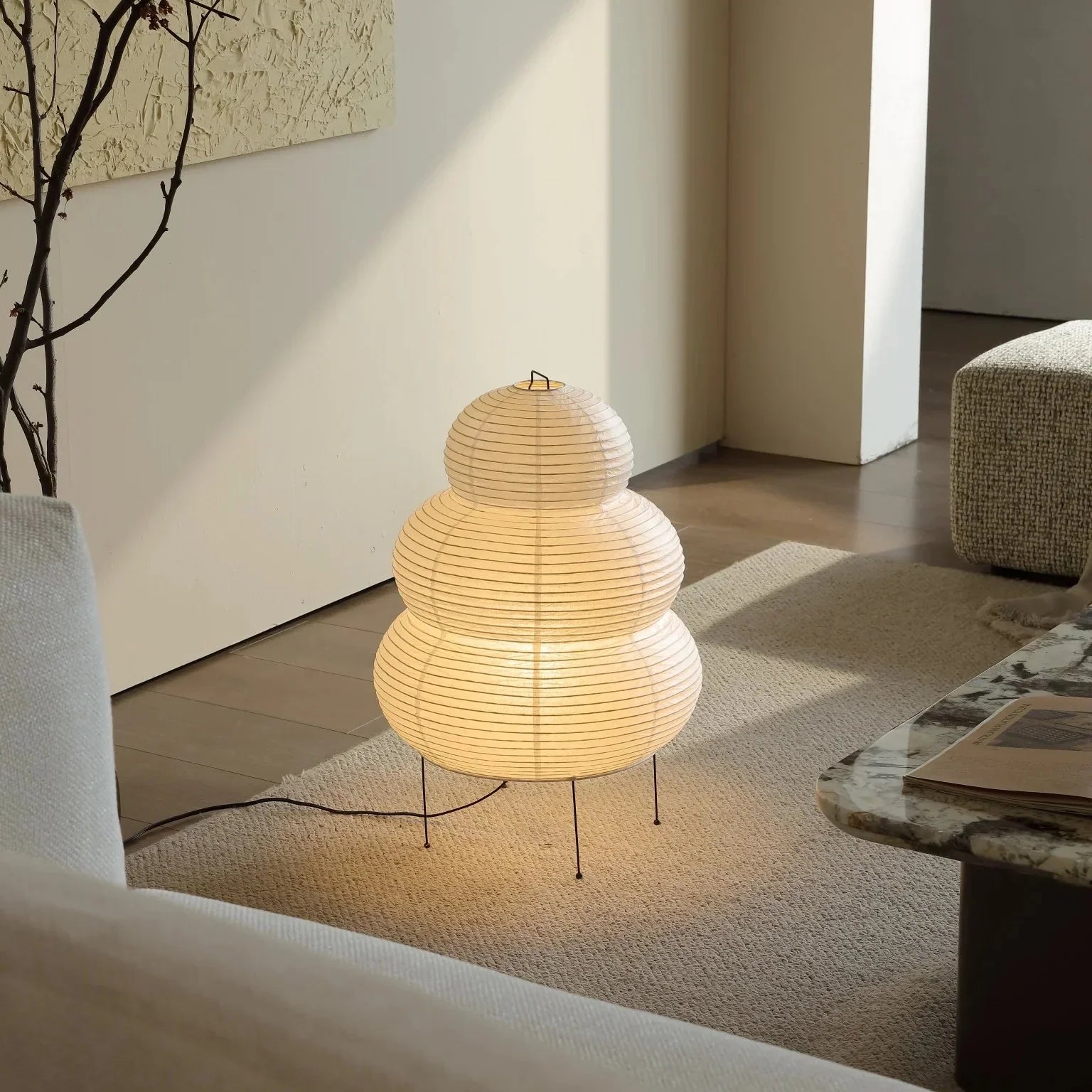 Origami Moon Wall Lamp Glow Akari Paper Floor Lamp 24N - Captainsbamboo